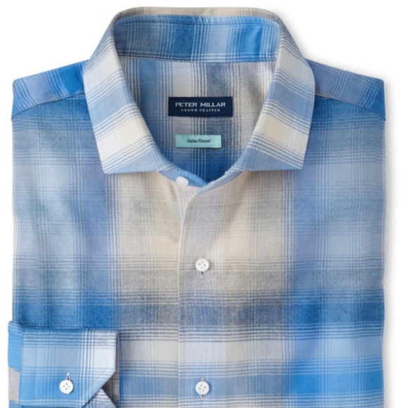 Peter Millar Men's Large Vintage Indigo Goodman Italian Flannel MSRP $275